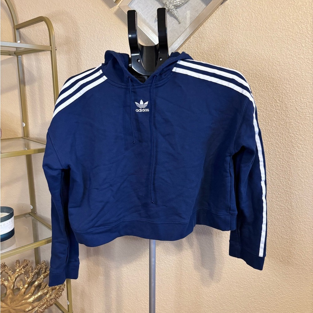 adidas Originals Trefoil 3‎ Stripe Cropped Hoodie Women’s Small